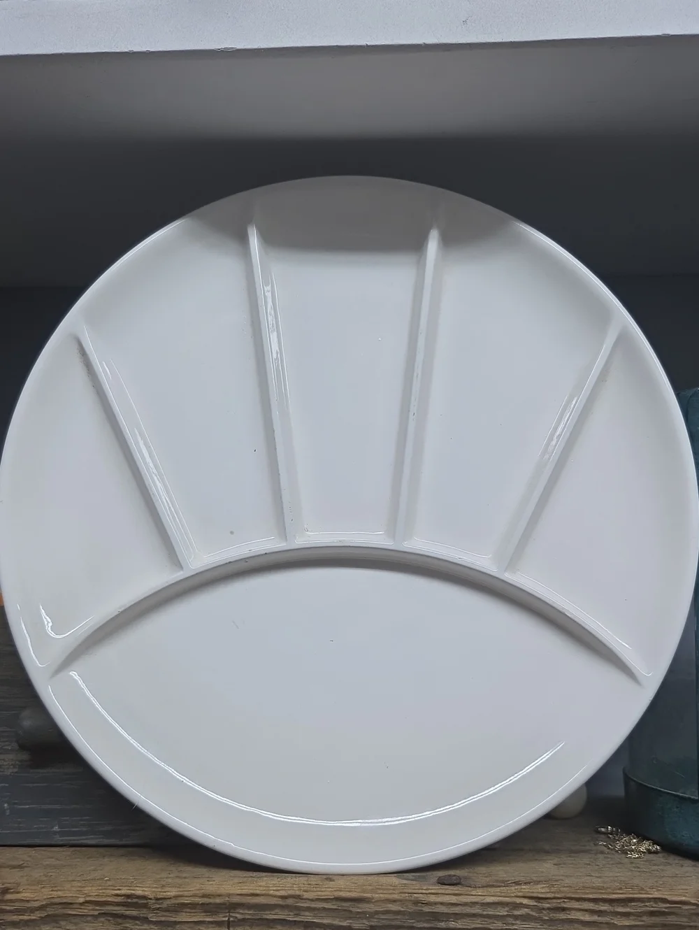 Vintage Mid-Century Ceramic Divided Fondue & Sushi Plate